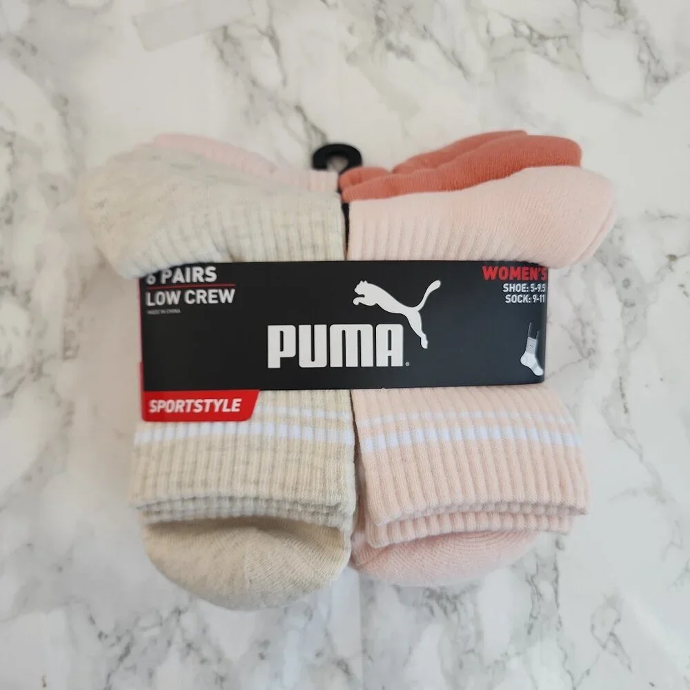 Puma Women’s Low Cut Socks 6-Pack | Pink Beige Peach | Size 5–9.5